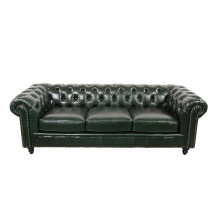 living room furniture 3 seat chesterfield sofa Genuine Leather